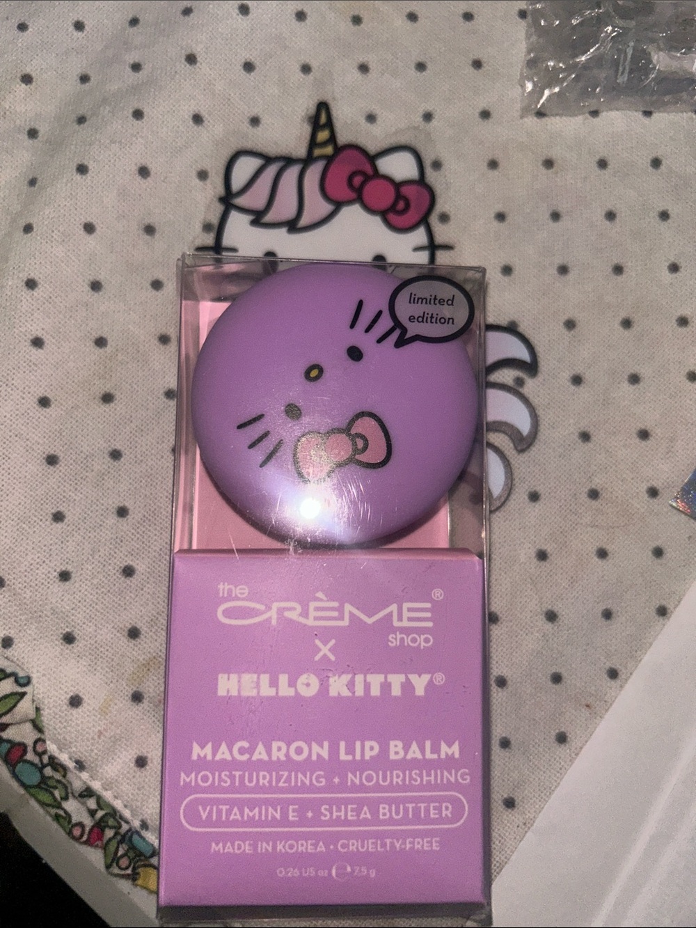 The Crème Shop x Hello Kitty Lavender Macaron Lip Balm - Limited Edition